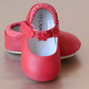 L'Amour Infant Girls Red Flower Strap Leather Mary Jane