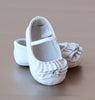 L'Amour Infant Girls White Ruffle Mary Jane Crib Shoe
